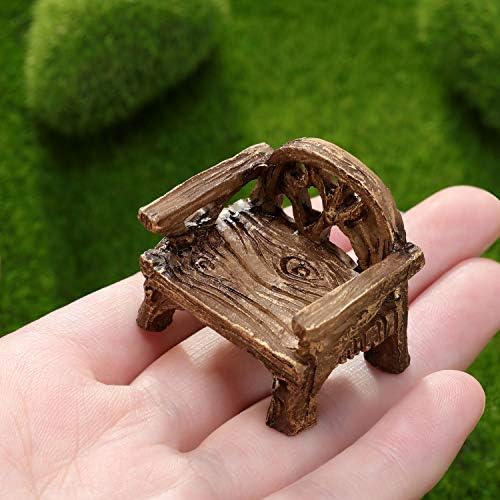 Skylety 12 Pieces Garden Furniture Ornaments Miniature Table and Chairs Set Village Micro Resin Bench Chair for Fairy Garden Accessories Home Micro Landscape Decor(Vintage Style) - Image 5