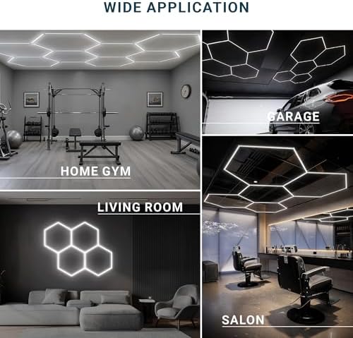 PARMIDA Hexagon LED Garage Lights, Ultra Bright 250W, 25000LM, ETL/FCC, Honeycomb Modern Ceiling Lighting System for Car Detailing Garage, Workshop, Gym, Shop, Basement (25 Pack, 5 Grids - 6000K) - Image 7