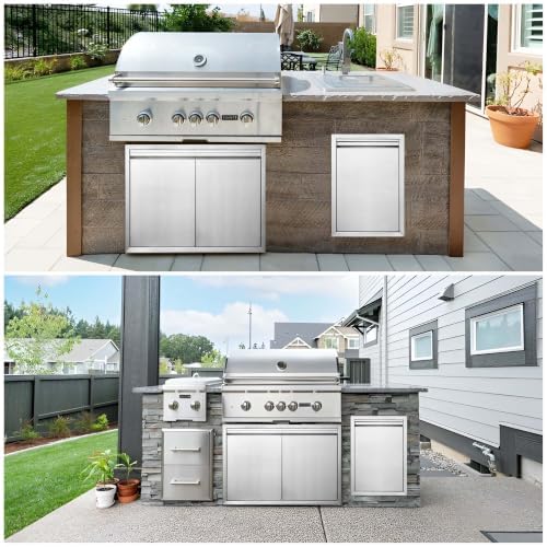 JIE JIN BBQ Access Door 30" W X 21" H Outdoor Kitchen Doors Double Doors Thickened 304 Stainless Steel Outdoor Kitchen Accessories Door for Indoor/Outdoor Kitchen Outdoor Cabinet BBQ Island - Image 7