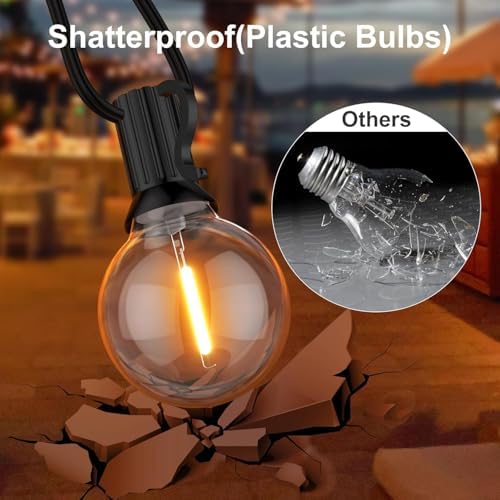 GPATIO Outdoor String Lights, 25FT G40 Bulbs Shatterproof Patio Lights, Waterproof Dimmable Hanging Outdoor Lights, Connectable LED Outside Lights for Backyard Yard Gazebo Porch Party - Image 4