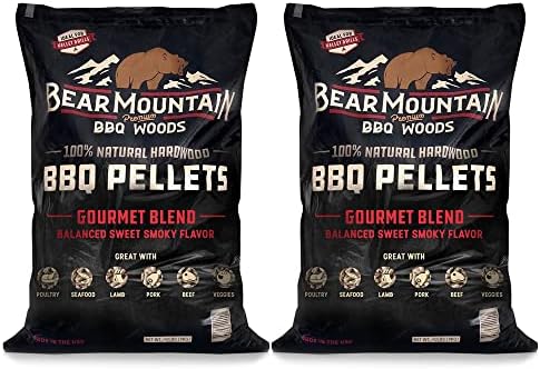 Bear Mountain BBQ 2-Pack Gourmet Blend Wood Pellets, Natural Hardwood for Grills & Smokers - 40 Pound Bags, Low Moisture Pellet, Sweet Smoky Flavor for All Types of Meat, Seafood, and Veggie by BearMountainBBQ