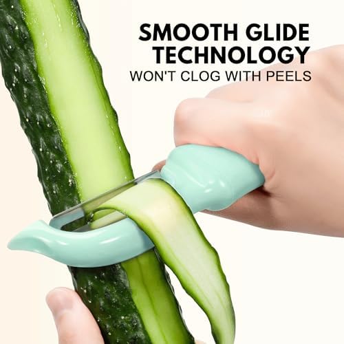 Rainspire Vegetable Peeler Potato Peelers for Kitchen, Sharp Stainless Steel Blades Veggie, Comfortable Handle Fruit Peeler, Carrot Peeler Apple Peeler Dishwasher Safe, Mint Green, 1-Pack - Image 4