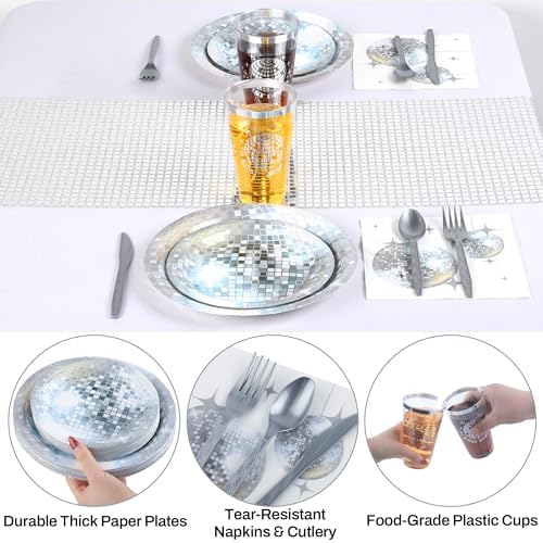 Kochorie 169 Pieces 70s 80s Disco Party Supplies Disposable Tableware Set - Image 4