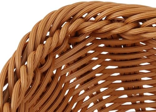 4 Pack 11.8 Inches Poly Wicker Woven Bread Baskets, Imitation Rattan Baskets, Poly Woven Baskets for Fruit, Food, Vegetables2 - Image 3