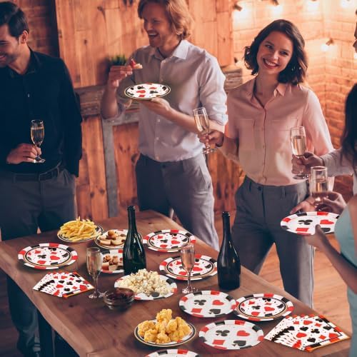 Kochorie 150 Pieces Casino Party Tableware Set Disposable Paper Plates and Napkins Casino Parties Supplies for Poker Card Club Birthday Las Vegas Party Decorations - Image 5