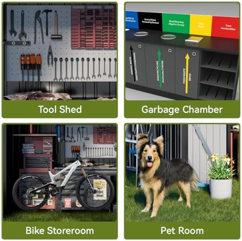 COMHOMA Outdoor Storage Shed Metal Garden Tool House Lockable - Image 5