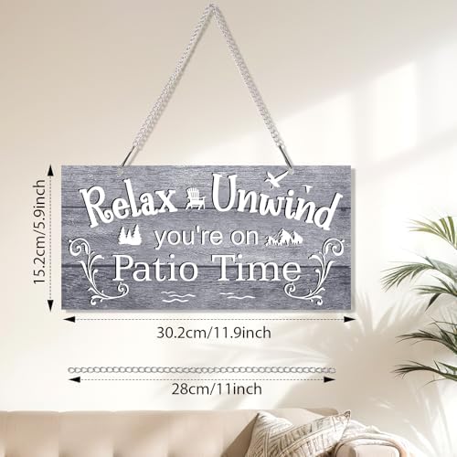 Hotop Metal Patio Sign Vintage Wall Decor for Outdoor, 12 x 6", Gray - Image 2