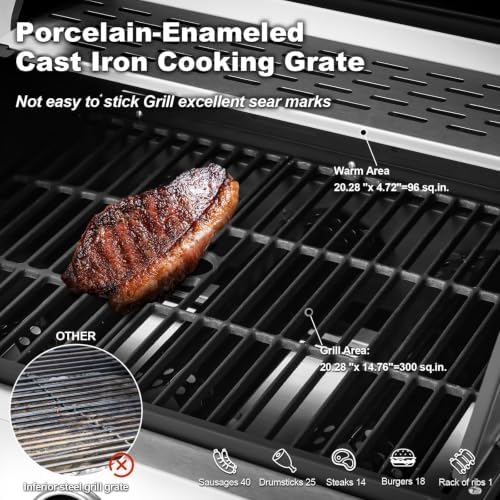 Upgraded 3 Burner 36000 BTU Propane Gas Grill with Side Burner - Image 4