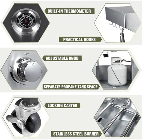BESTFIRE 68,000 BTU 5+1 Burner Propane Grill - Stainless Steel BBQ with 647 sq in UPGRADED OIL-DRAIN Plates, Cast Iron Grates, Side Burner + FREE Food Clip for Outdoor Cooking - Image 6