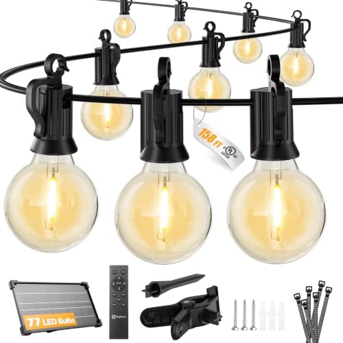 Brightown 158FT 77LED Solar String Lights Outdoor with Remote & USB Port by Brightown