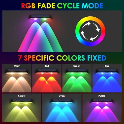 LIANGLOME Solar Fence Lights Outdoor, 2PK RGB Solar Lights for Outside Backyard, Patio, Deck Fence, Stair Handrail, Pool and Wall - Image 2