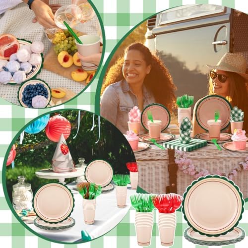 Havawish 144 Pcs Red and Blue Camping Supplies Plates Napkins Forks Cups - Image 3