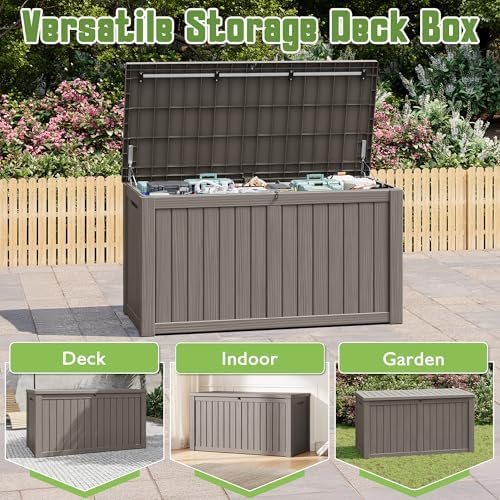 Outdoor Storage Waterproof Deck Box for Patio (200 Gallon, Grey) - Image 5