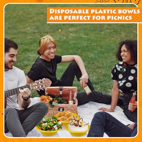 24 Pack 16oz Yellow Disposable Plastic Bowls Dessert, Ice Cream, Salad, Soup Serving Cups for Party, Picnic, Food Snacks (Yellow) - Image 6