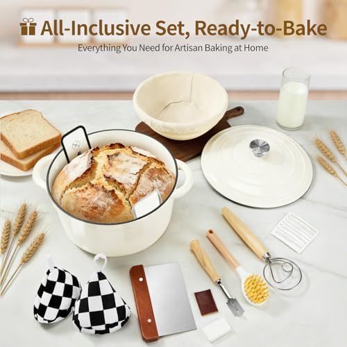 Enameled Cast Iron Dutch Oven pot 6.5 QT with Lid for Bread Baking - Image 2
