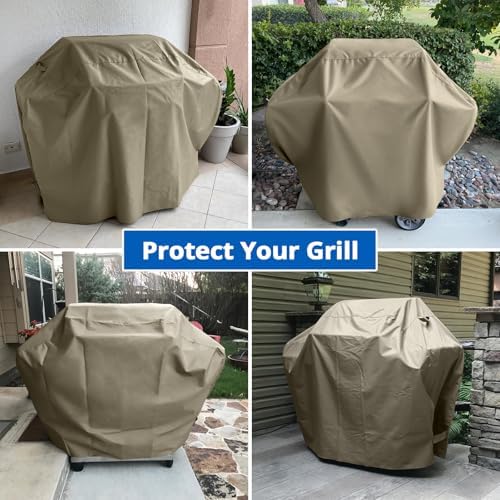 SunPatio 55 Inch Grill Cover for Outdoor Grill Heavy Duty Waterproof, Taupe - Image 7