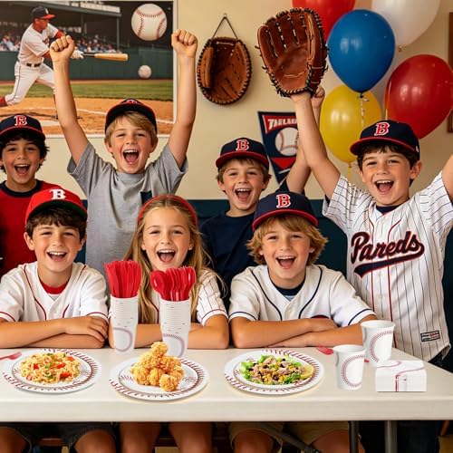 400 Pcs Disposable Baseball Party Tableware Set for 50 Guests - Image 4
