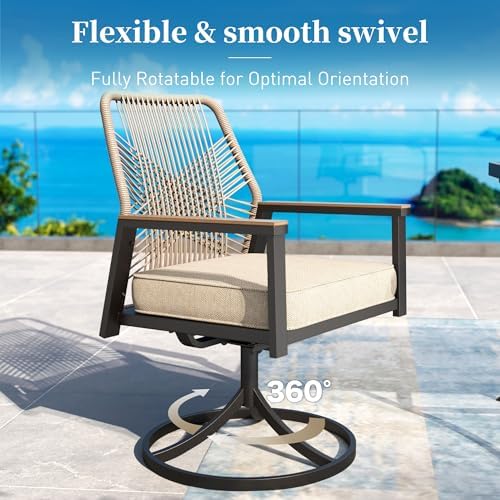 SUNSHINE VALLEY 9pc Patio Dining Set, 57.5" Square Table & 8 Swivel Chairs - Image 5