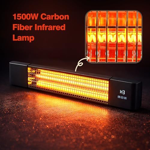 Outdoor Electric Patio Heater, Infrared Electric Patio Heater, Hanging Mounted and Ceiling Mounted Heater for Patio, Garage, Backyard, 1500W, - Image 5