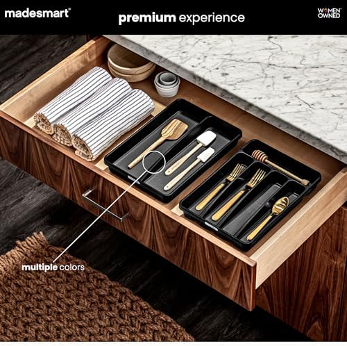 madesmart Classic 2 Compartment Compact Utensil Tray, White - Image 4