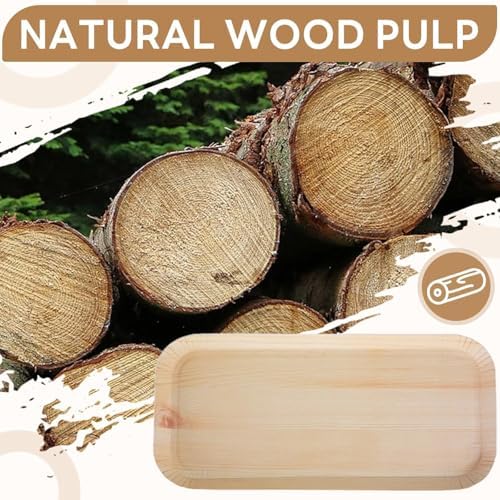 50 Pcs 10 x 5 Inch Rectangle Plates, Rustic Wood Grain Paper Plates, Disposable Serving Platters for Woodland Baby Shower, Camp Party, Birthday Party Supplies - Image 6