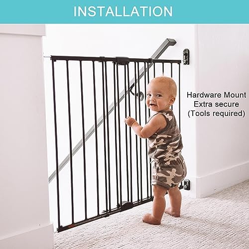 Toddleroo Easy Swing & Lock Baby Gate for Top of Stairs: 31" Tall, Bronze - Image 2