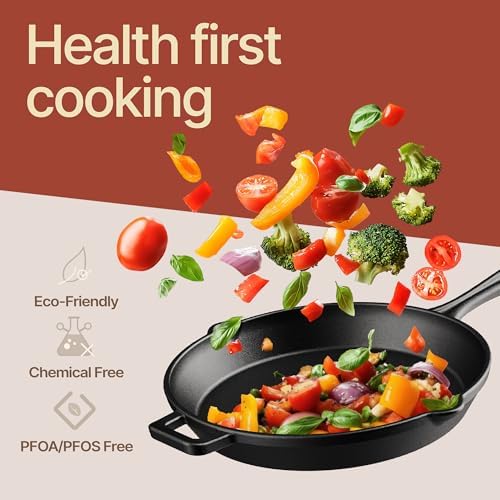 Bakken Cast Iron Skillet Set, 10" & 12" Pre-Seasoned Frying Pans with Even Heat Retention, Versatile for Stove, Oven, Grill & Campfire, Easy-Grip Handles, Hand Wash Only, 4.41 lbs & 6.61 lbs - Image 6