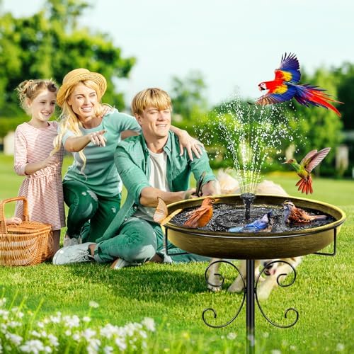 Daoeny 35In Metal Bird Bath for Outside, Vintage Bird Bath Bowl, Detachable Birdbath & Birdfeeder with 5 Prongs Base Stake, Bird Baths for Outdoors Garden Yard Lawn Decor (Antique Golden) - Image 6