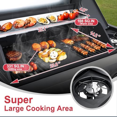 4-Burner Propane Gas Grill with Side Burner - Image 4