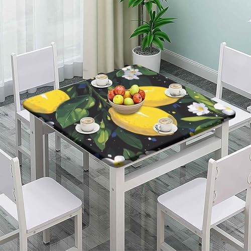 Square Outdoor Tablecloth, Lemon Grove Pattern Printed on Polyester Fitted Card Table Cover, Ideal for Weddings Birthdays Events, Fit for 28" x 28" Square Tables - Image 2