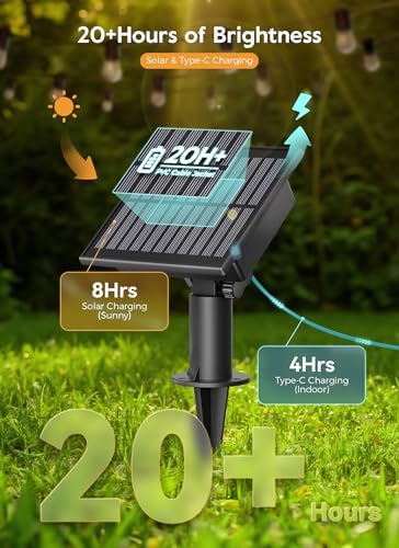 Minetom 58FT Solar String Lights Outdoor Waterproof, S14 Patio Lights - Image 2