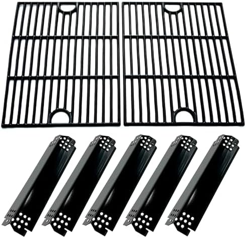 DG265 Replacement Cast Iron Grill Grates & Porcelain Steel Heat Plate Flame Tamer for Home Depot Nexgrill 4 Burner 720-0830H, 5 Burner 720-0888N, 720-0888 Gas Grill Models, 17" x 13 1/4" by DirectStore