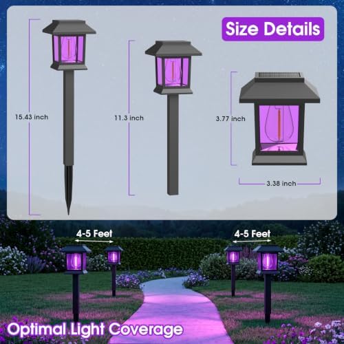 Greluna Solar Lights Outdoor,12 Pack Purple Waterproof Auto On/Off Solar Pathway Lights for Your Garden, Landscape, Path, Yard, Patio, Driveway,Walkway Halloween Decor - Image 7