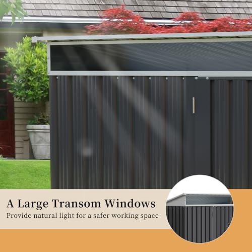 Vongrasig 5 x 3 x 6 FT Outdoor Storage Shed Clearance, Metal Garden Shed with Large Window and Lockable Door, Anti-Corrosion Waterproof Tool Shed for Backyard Patio, Lawn (Dark Gray) - Image 4