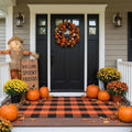 MUBIN Fall Decor Cotton Buffalo Plaid Rug, 3' x 5' Orange Black Outdoor Rug Front Door Decorative Mat, Washable Halloween Doormat Foldable Area Rug Layered Door Mats Rug for Front Porch, Entryway by MUBIN