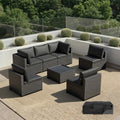Patio Furniture Set - All-Weather - 7 Piece Patio Outdoor Conversation Set, Modular Wicker Rattan Sectional Sofa for Backyard, Garden, Poolside, Balcony, Porch, Patio,Black/Black by Unknown