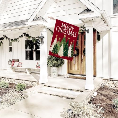 CROWNED BEAUTY Merry Christmas Trees House Flag for Outside 28x40 - Image 4