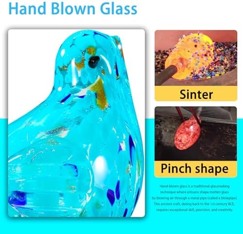 Decorative Solar Lights, Outdoor Solar Bird Stake Lights, Hand Blown Glass Decorative Garden Pathway Lights Outdoor Waterproof Glass Stakes (Light Blue) - Image 6