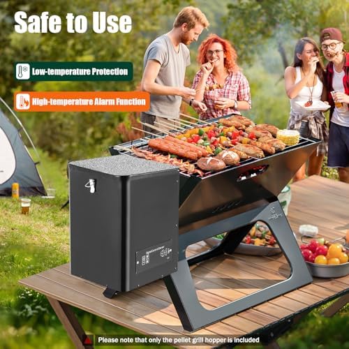 Pellet Grill Hopper Assembly, Pellet Smoker Hopper Assembly Kit with Digital Temperature Control for Precise Grilling, Electric Wood Pellet Smoker Grill Part for BBQ Grill Bake (Button Type) - Image 2