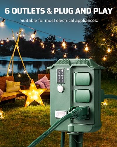 DEWENWILS Outdoor Power Stake Timer with 25 FT Extension Cord - Image 4