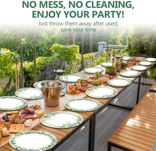 Qyeahkj 50 PCS Sage Green Oval Paper Plates Large 11” Disposable Eucalyptus Party Decorations Sage Green Supplies Favor for Holiday Bridal Shower Party Tableware Set - Image 5