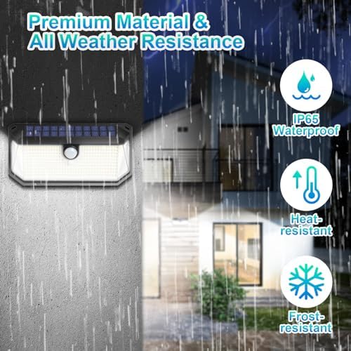 Solar Outdoor Lights, 4000LM 388 LEDs Motion Sensor Outdoor Light, IP65 Waterproof Solar Powered Outside Lights with 270° Wide Angle & 3 Modes, Exterior Flood Security Lights for Patio Garage, 6-Pack - Image 4