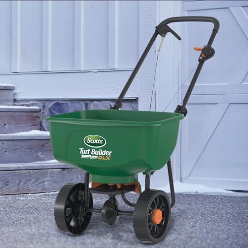 Scotts Turf Builder EdgeGuard DLX Broadcast Spreader for Seed, Fertilizer, Salt, Ice Melt, Holds up to 15,000 sq.ft. Product, Green - Image 2