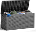 ROJIK Outdoor Storage Housing Deck Box - Waterproof Patio Furniture, Garden Tools, Cushions, Pool Accessories Storage Bench with Lockable Lid and Side Handles (Black,125 Gal) by ROJIK