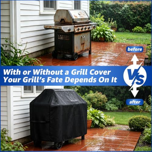 Perfect Grill Cover for Outdoor Grills Waterproof Rip-Proof Weather Resistant for Reliable Protection Griddle Cover Easy to Clean Adjustable Hem Drawstring Fade Resistant (Brown, 52) - Image 6
