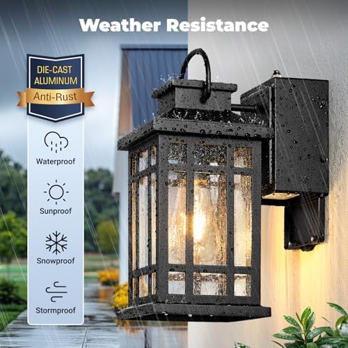 Exterior Lighting Fixtures with GFCI Outlet, Black Easy Installation - Image 4