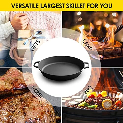 EDGING CASTING Pre-Seasoned Large Cast Iron Skillet 17 Inch, Dual Handle Outdoor Camping Frying Pan, Pizza Pan, Use for Grill, Stovetop, Induction, Oven Safe Cookware - Image 7