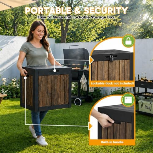 KAMABOKO 35 Gallon Outdoor Storage Box Waterproof Deck Box for Patio - Image 5