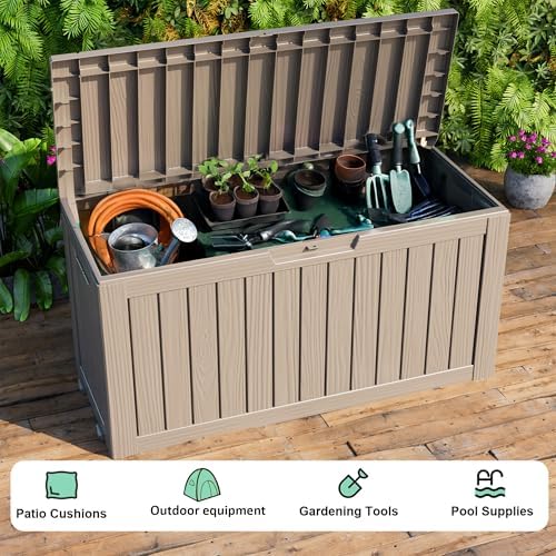 PatioZen 75 Gallon Resin Deck Box, Lockable Outdoor Storage Box for Patio Cushions Storage Furniture,Garden Tools, Pool Supplies, Weatherproof and UV Resistant (Grey) - Image 6