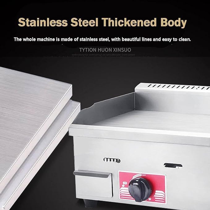 Commercial Gas Griddle - Countertop Flat Top Grill with Adjustable Temperature, Perfects for Outdoor Catering and BBQ, LPG Gas Cooking Pan for Restaurants - Image 3